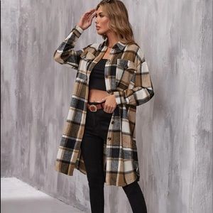 SHEIN Plaid Flannel Shacket
